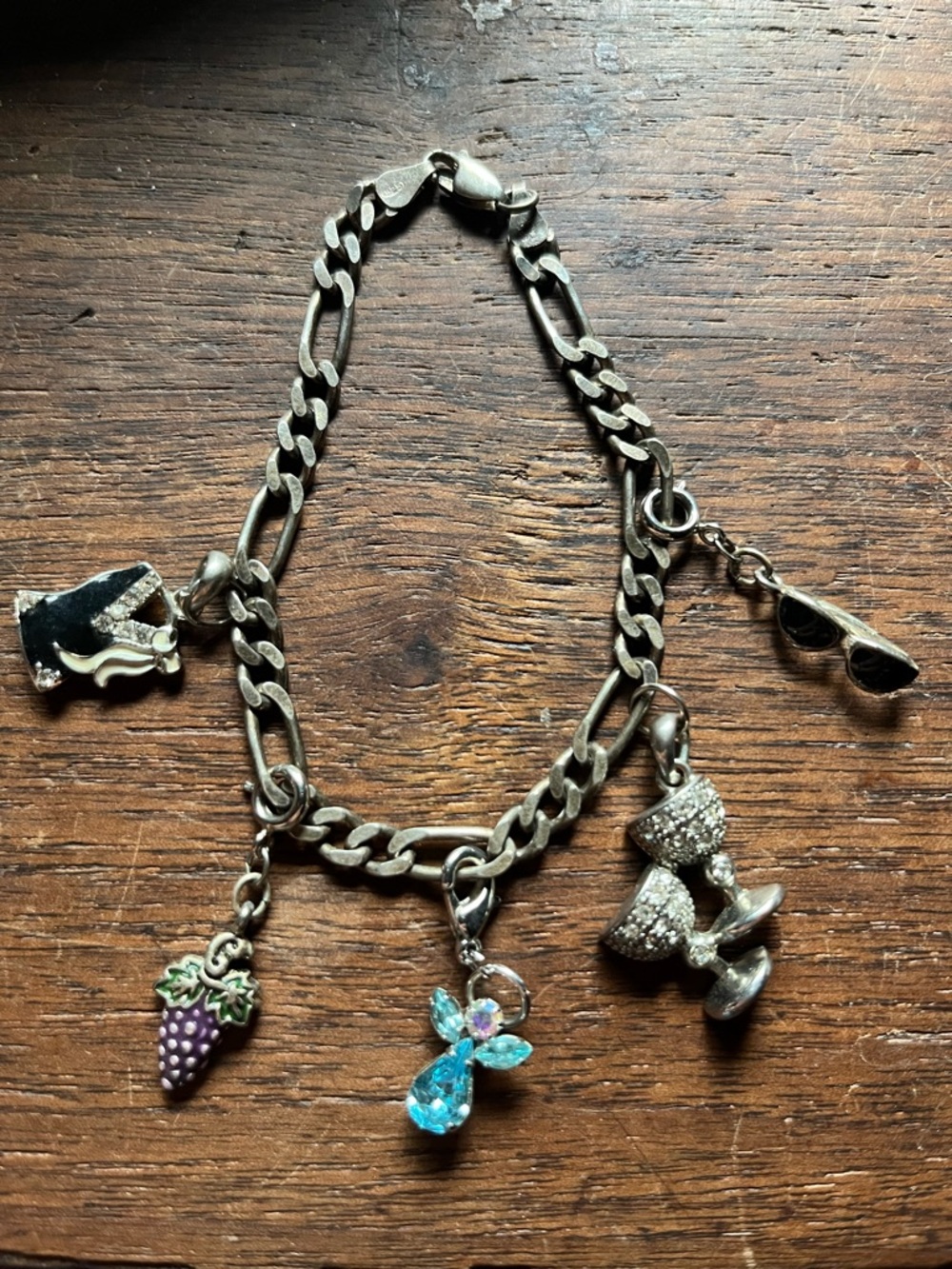 90s Sterling Sliver Charm Bracelet, Made in Italy